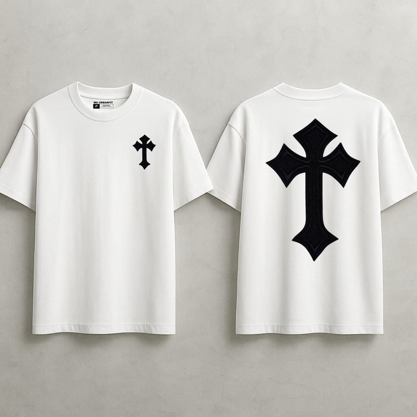 Playera Oversize Blanca Cruz – Streetwear MA UrbanFit