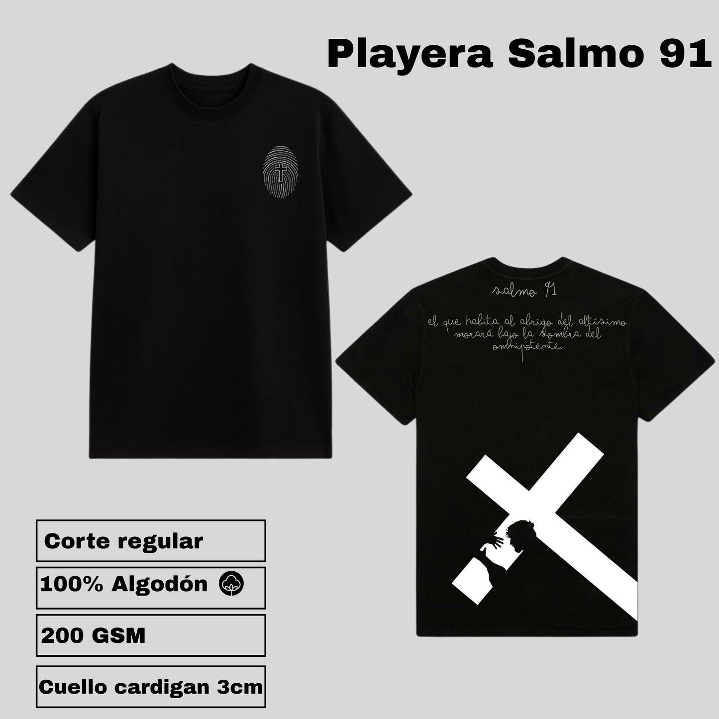 Playera Negra Salmo 91 – Fe y Fortaleza | Ropa Streetwear MA UrbanFit