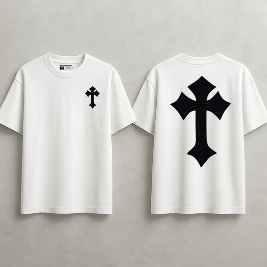 Playera Oversize Blanca Cruz – Streetwear MA UrbanFit
